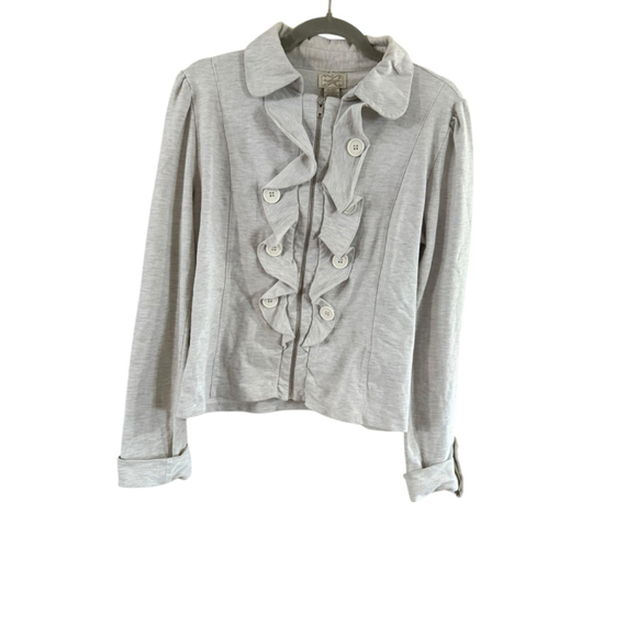 Women's Unbranded Light Gray Ruffle Blazer M - Picture 6 of 7